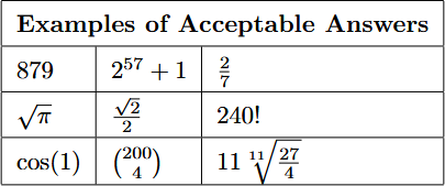 Acceptable answer examples